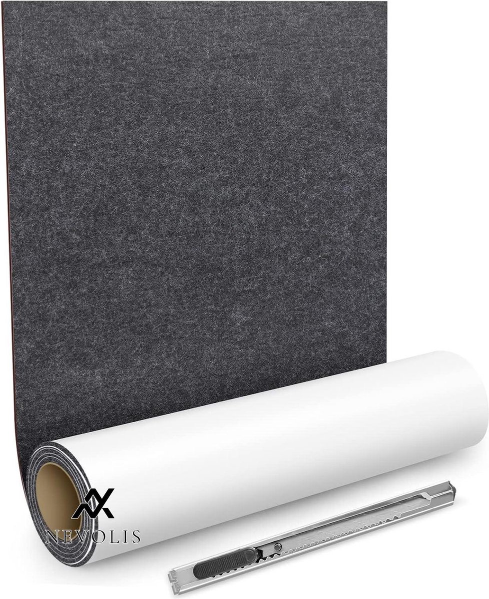 Nevolis Self Adhesive Felt Glides 60 x 150 cm - Black Grey Furniture Pads Strong Multifunctional Tape .