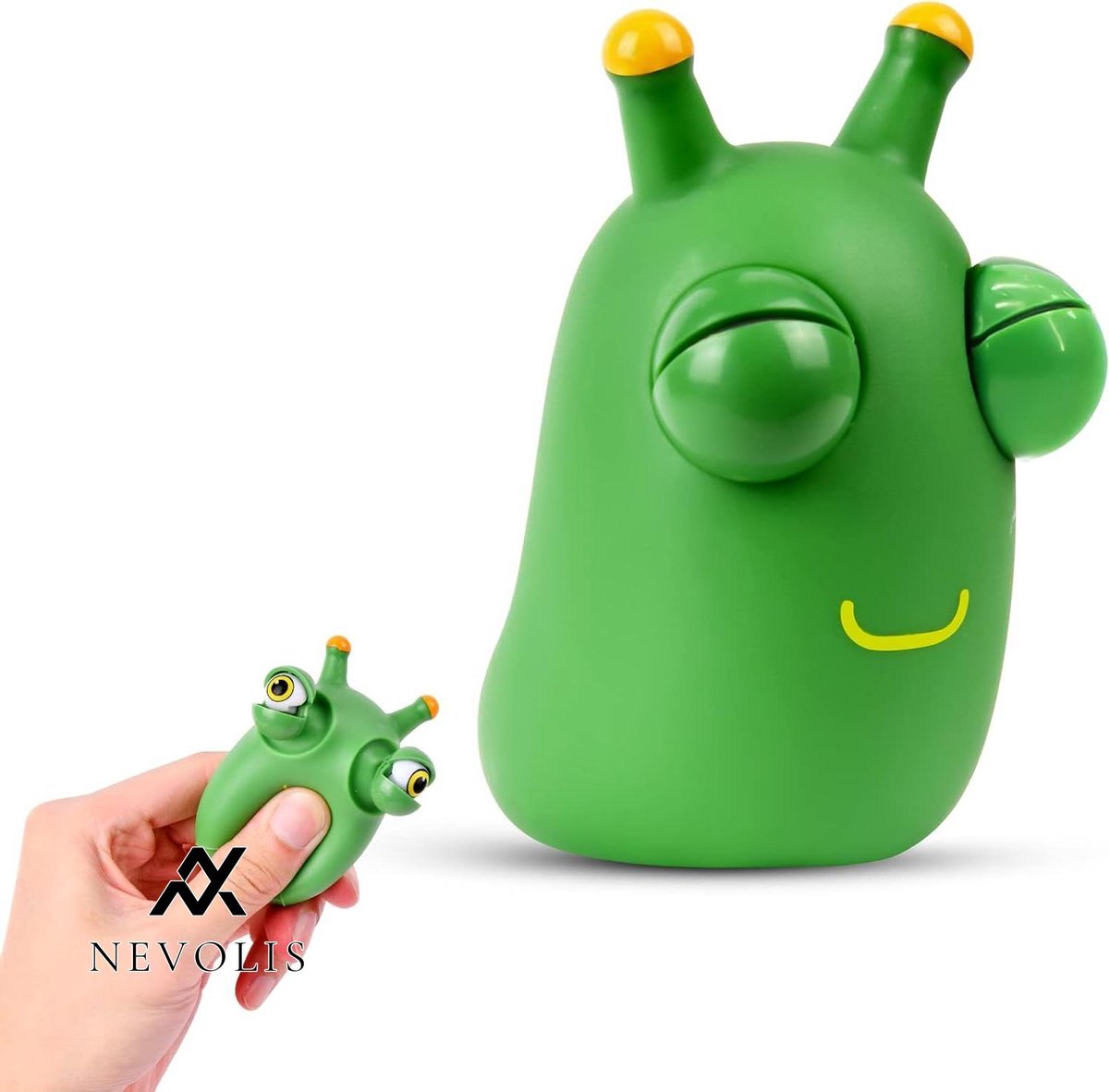 Nevolis Squeeze Toy Stress Ball for Adults Popping Out Eyes Funny Grass Worm Pinch Insects Stress Ball (Yellow Eye) .