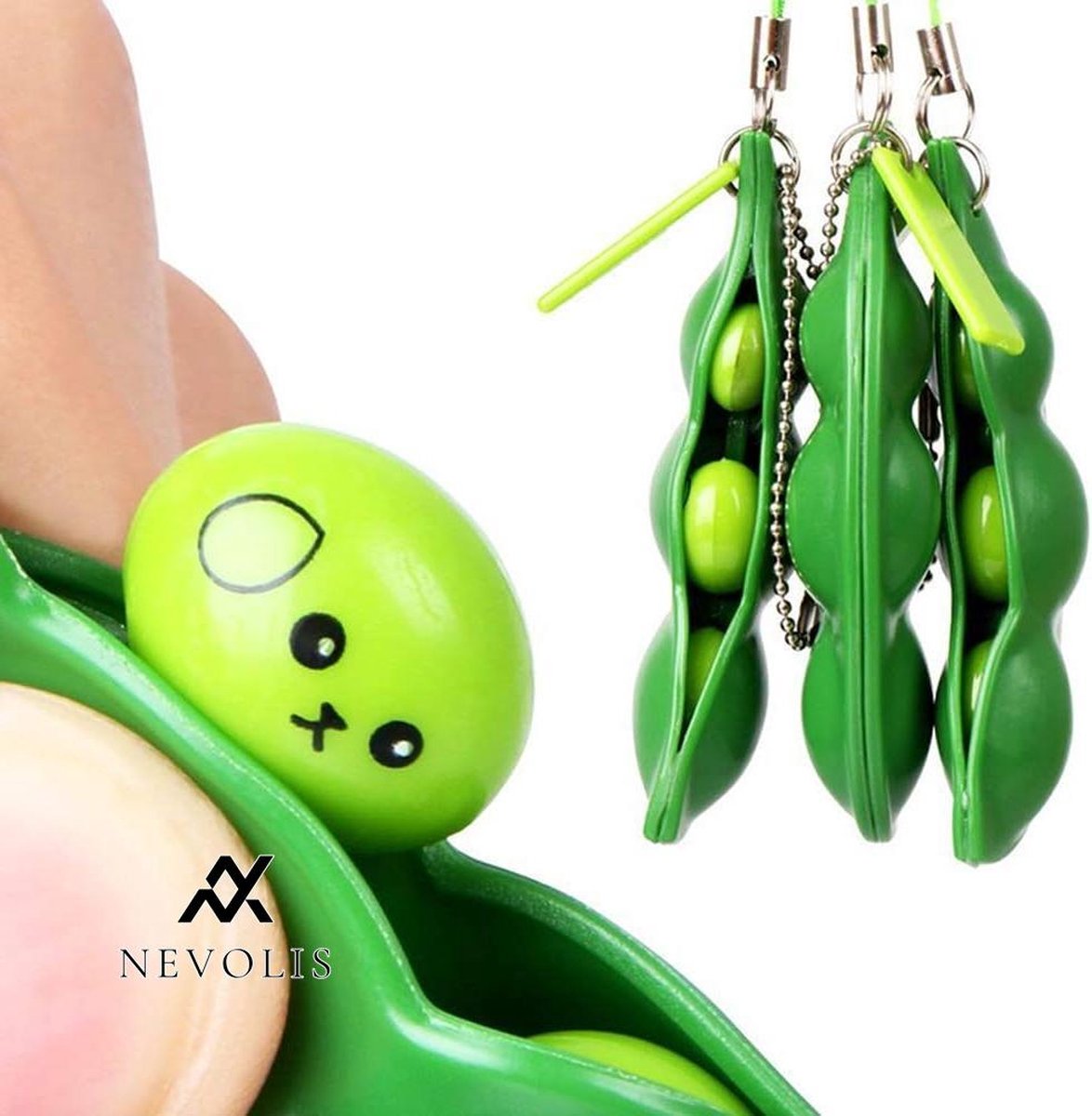 Nevolis Squishy Infinity Squeezer Edamame Bean Pendant Ornament Stress Stool Decompression Anti-Stress Toy - Relaxation Sensory Toy .