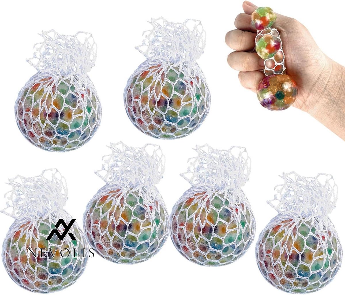 Nevolis Stress Balls for Kids - Anxiety Relief Decompression Toys - 6 Pieces Ball Net Ball - Autism Balls - Children Adults .