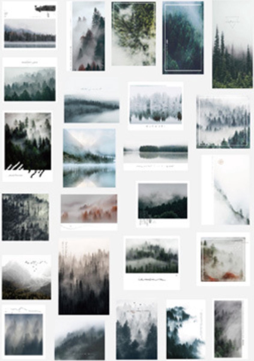 New Age Devi - 50 bosrijke stickers - Bergen bomen mist - Mysterieuze bossen