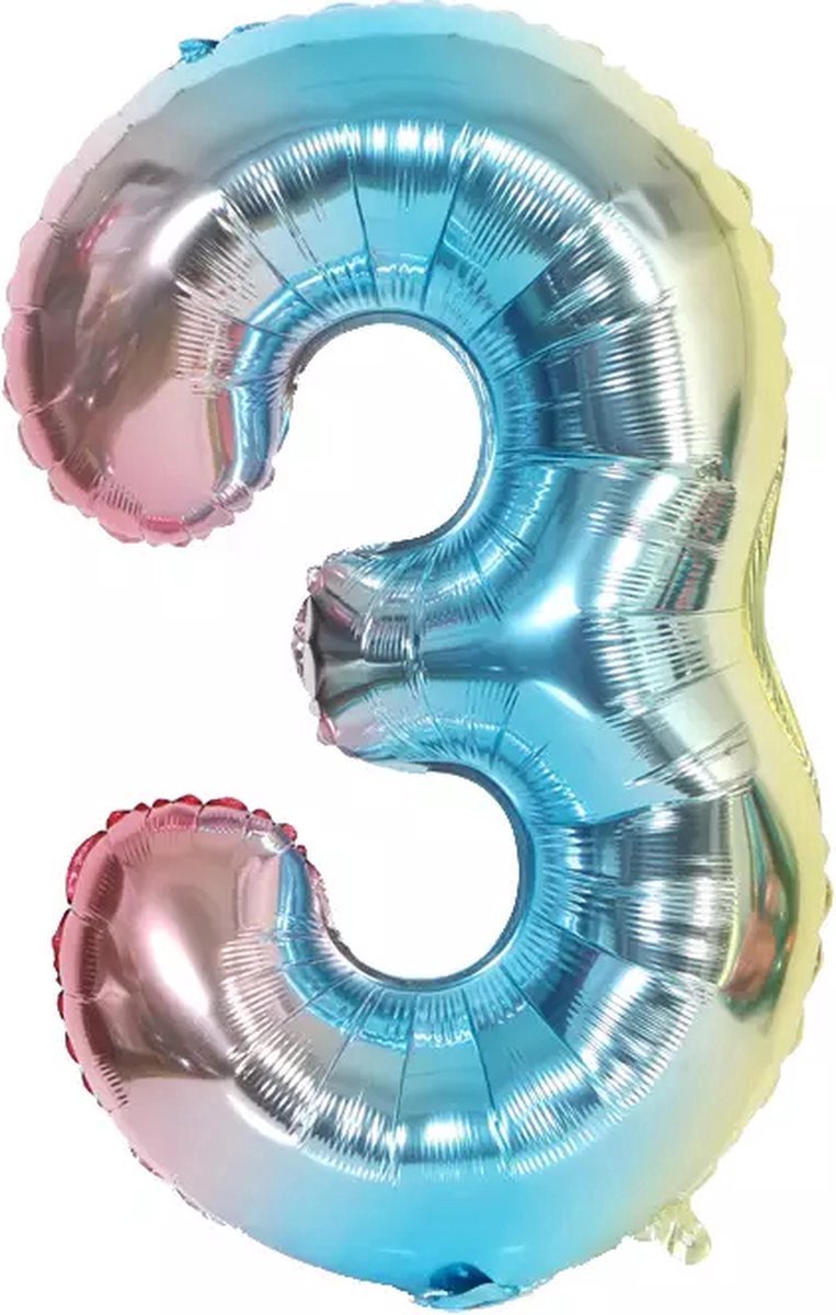 New Age Devi - Cijfer - Regenboog - Cijfer 3 - XL 80cm - Ballonnen