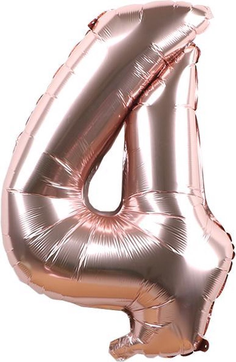 New Age Devi - Cijferballon 4 - ros-goud - 16 inch 40 cm
