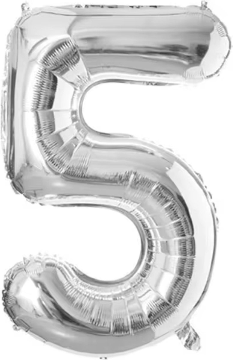 New Age Devi - Feestelijk Cijferballon van Folie - 70cm - Zilver - Cijfer 5