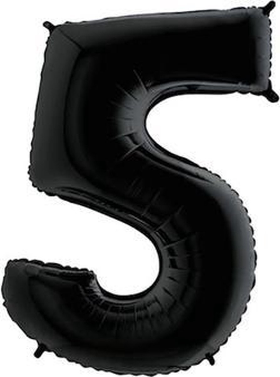 New Age Devi - Folieballon - Cijfer 5 - Zwart 100cm