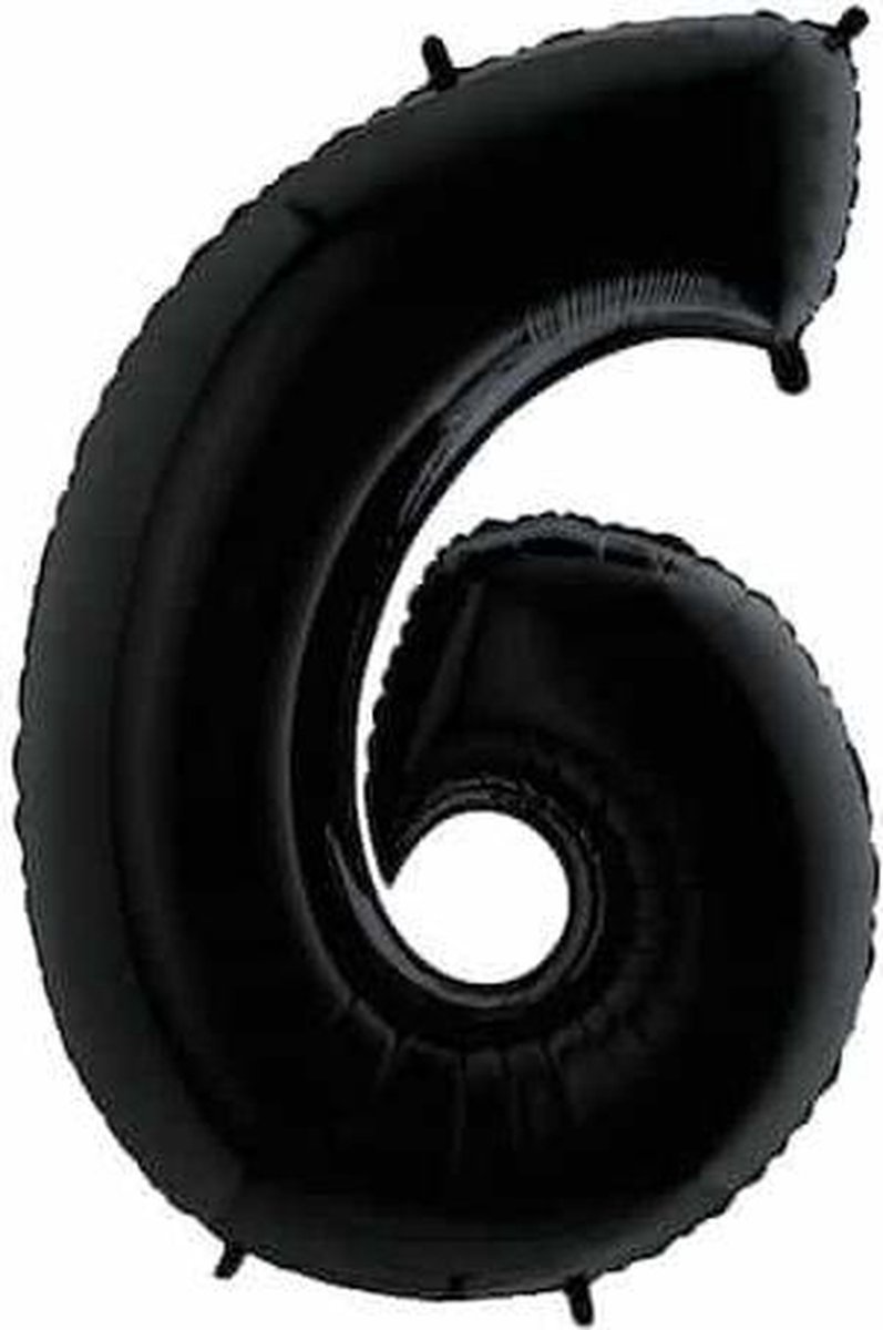 New Age Devi - Zwarte Cijfer Folie Ballon - 6 - 101cm