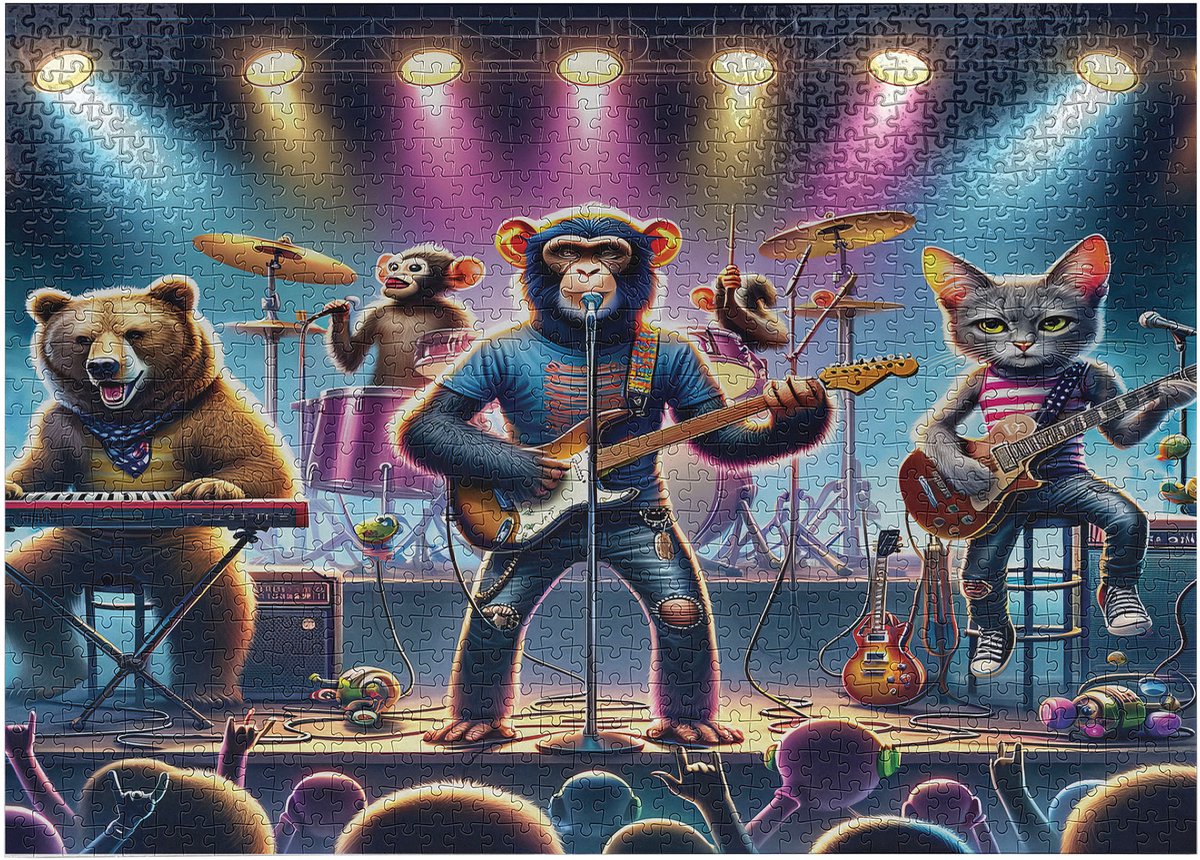 New Bed Legpuzzel voor volwassenen,Dierenband Grappig Grappig Podium leuk en actief, duurzaam karton van erfgoedkwaliteit, 1000 stukjes