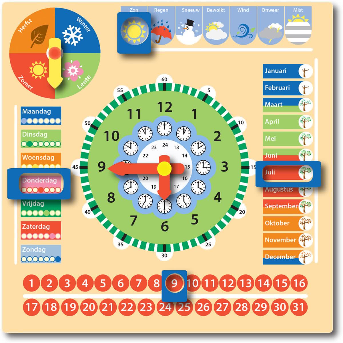   - Kalenderklok - Hout