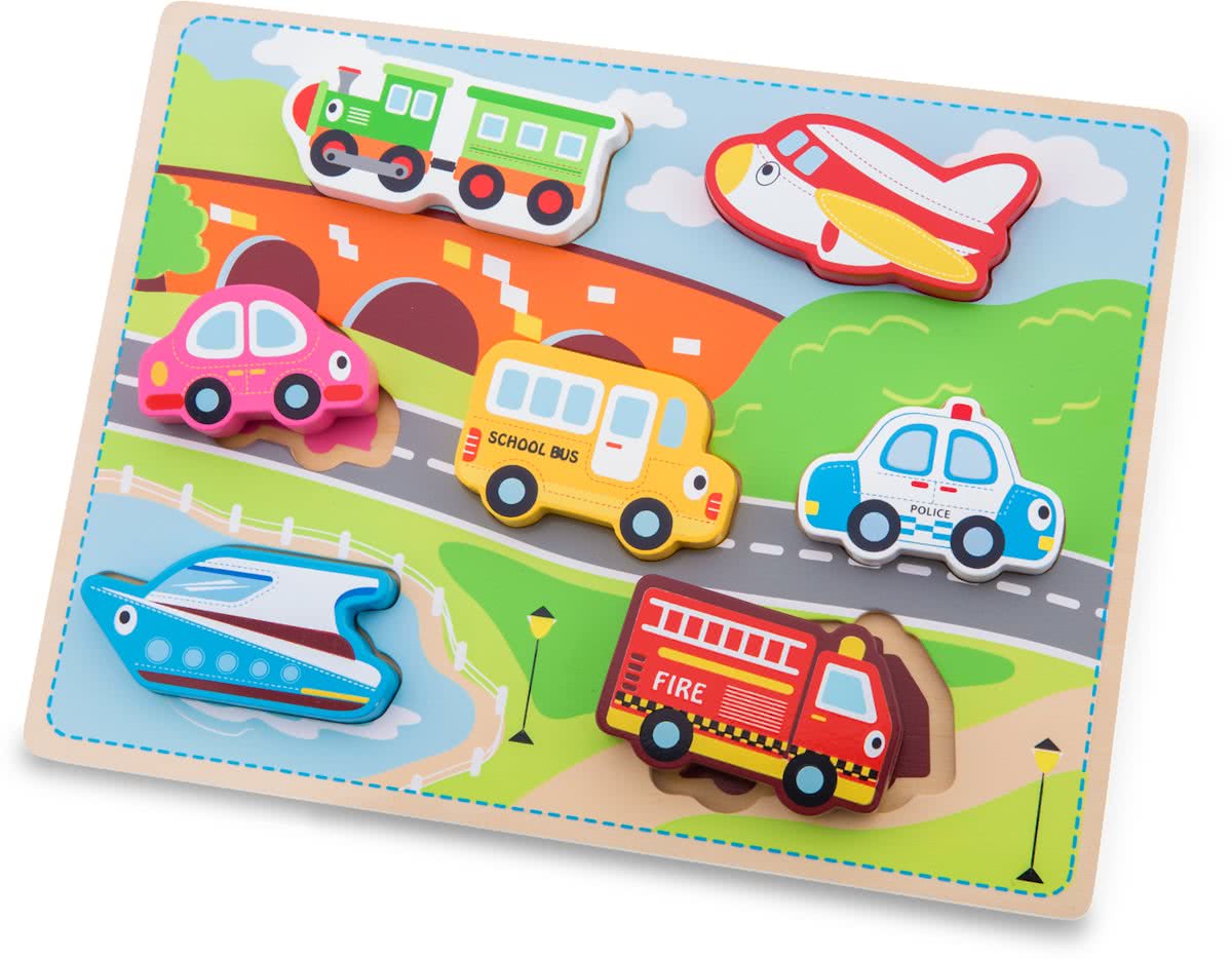 New Classic Toys - Vormenpuzzel - Chunky Tranport Puzzel