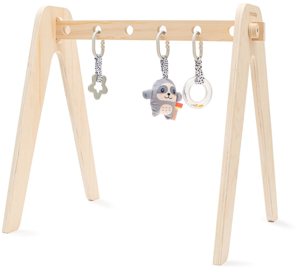 New Baby - Houten Babygym - Bijtring - Rammelaar - Motorische vaardigheden - Speelgoed - Zintuiglijke ontwikkeling - Educatief speelgoed - Baby speeltjes