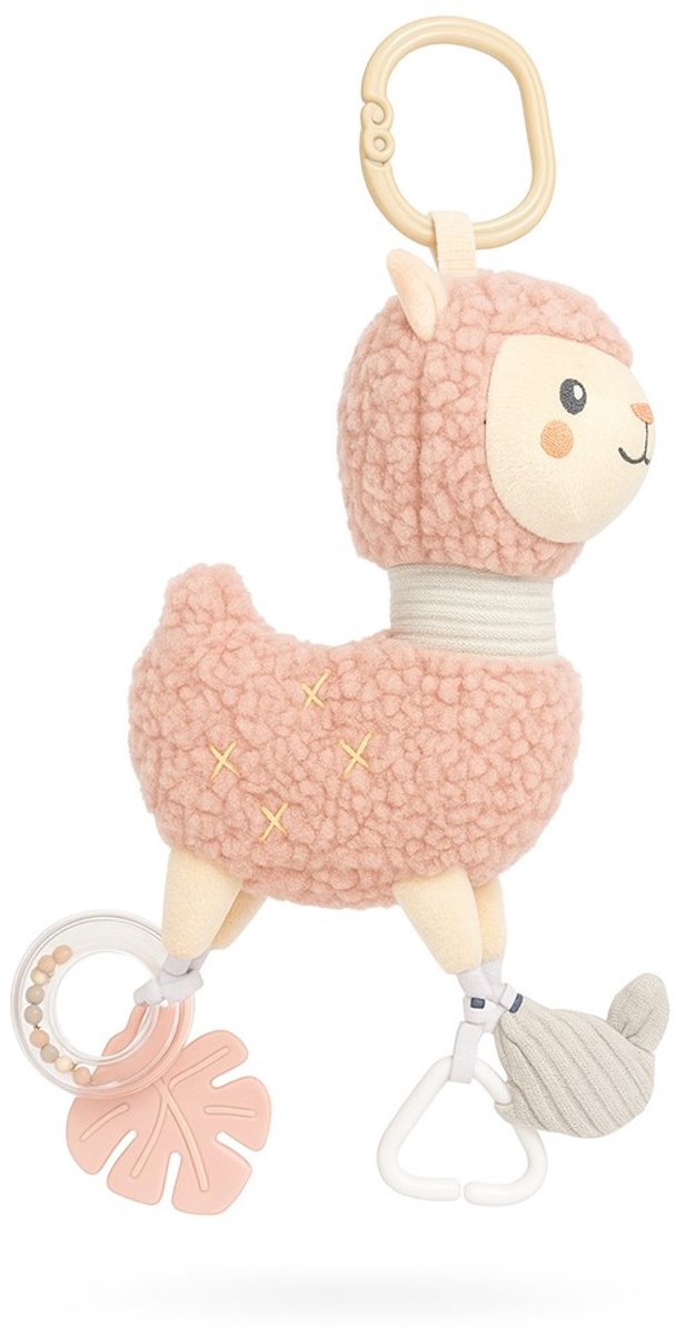 New Baby - Knuffel - Lama - Pluche Bijtring & Grijpspeelgoed - Zacht & Huidvriendelijk - Kinderwagenaccessoire