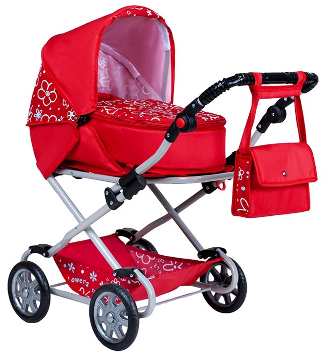 New Baby -   - 2-in-1 - Verstelbare handgreep - Inclusief accessoires - Wieg en sportwagen - Speelgoed - Prams - Rollenspel - Poppen zorgen - Dollen vervoer