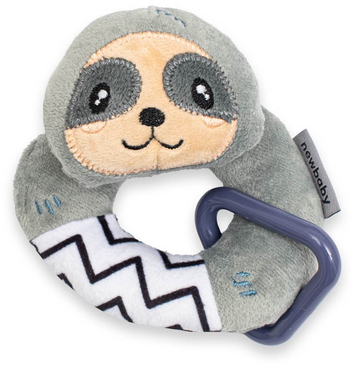 New Baby - Rammelaar - Luiaard - Pluche Bijtring - Zacht & Veilig Babyspeelgoed