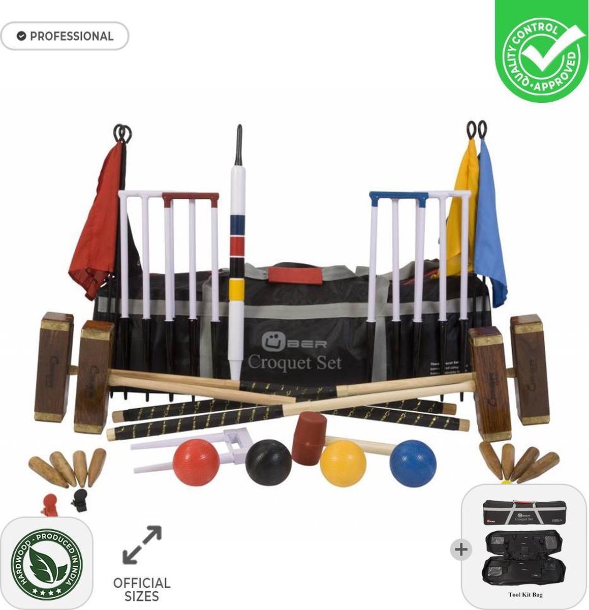 Croquet - Professional - 16mm - Officieel - met Luxe Toolkit Tas  Top Kwaliteit