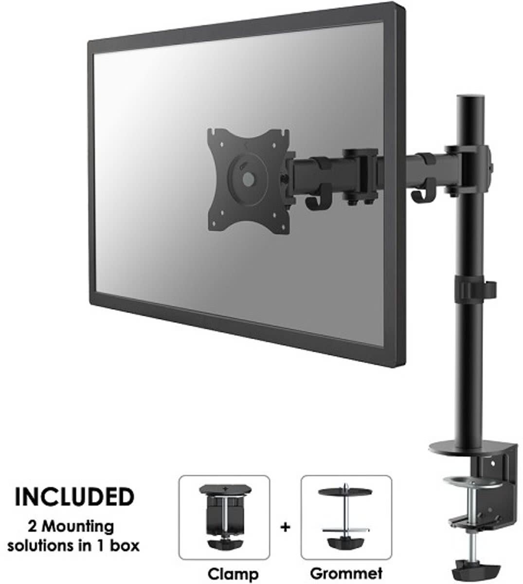 NewStar NM-D135BLACK - draai- en kantelbare monitorarm - Geschikt voor monitoren t/m 30 inch - Zwart