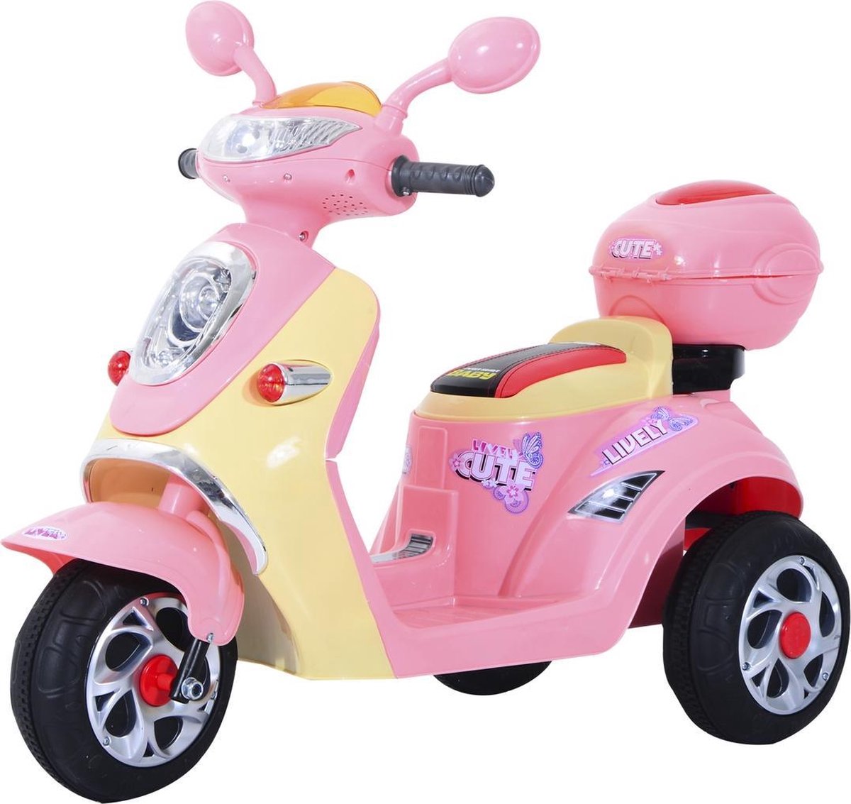 Elektrische Kindermotor - Elektrische Kinderscooter - Speelgoed - 6V 3 km / h - 108 x 51 x 75 cm - Roze- Geel