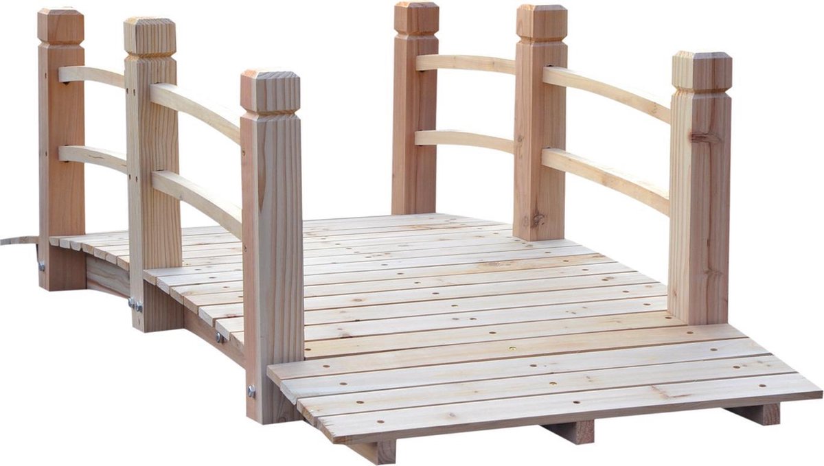 Tuinbrug - Vijver - Loopbrug - Hout - 152,5 x 67 x 48 cm