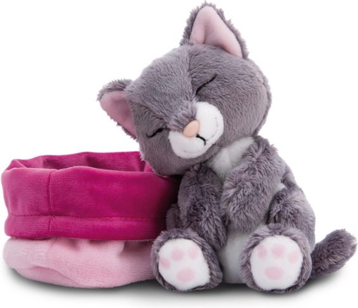 Nici Kat Slaapt In Mand Met Teddybeer 12 Cm Roze