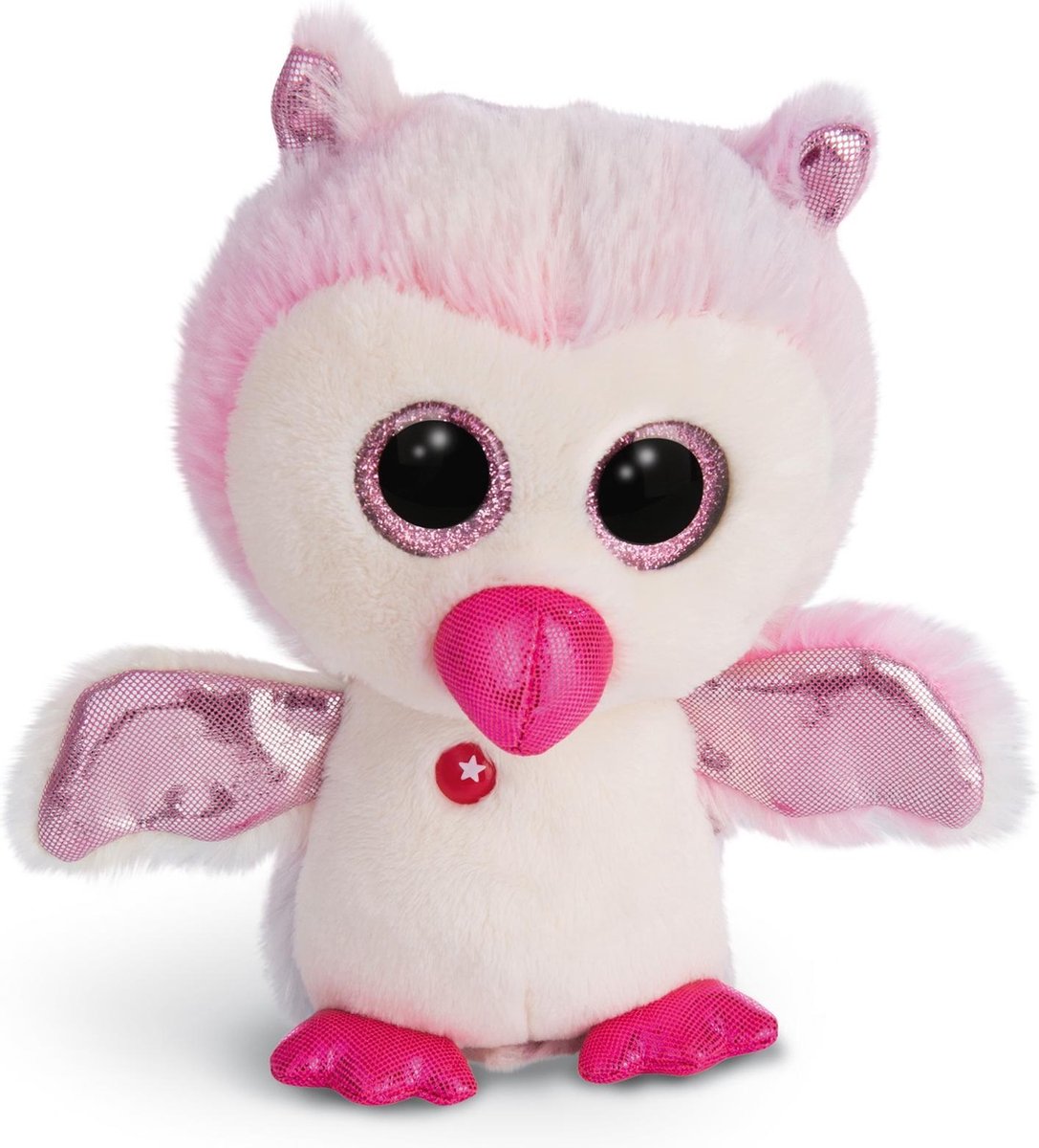 Nici Knuffel Glubschis Uil Junior 15 Cm Pluche Wit/roze