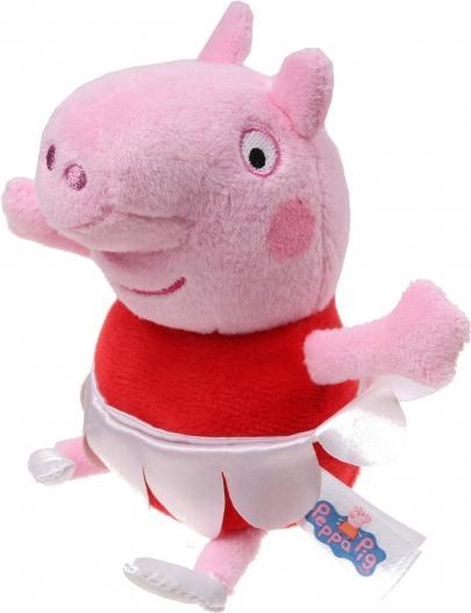 knuffel Peppa Pig danseres roze/rood 17 cm