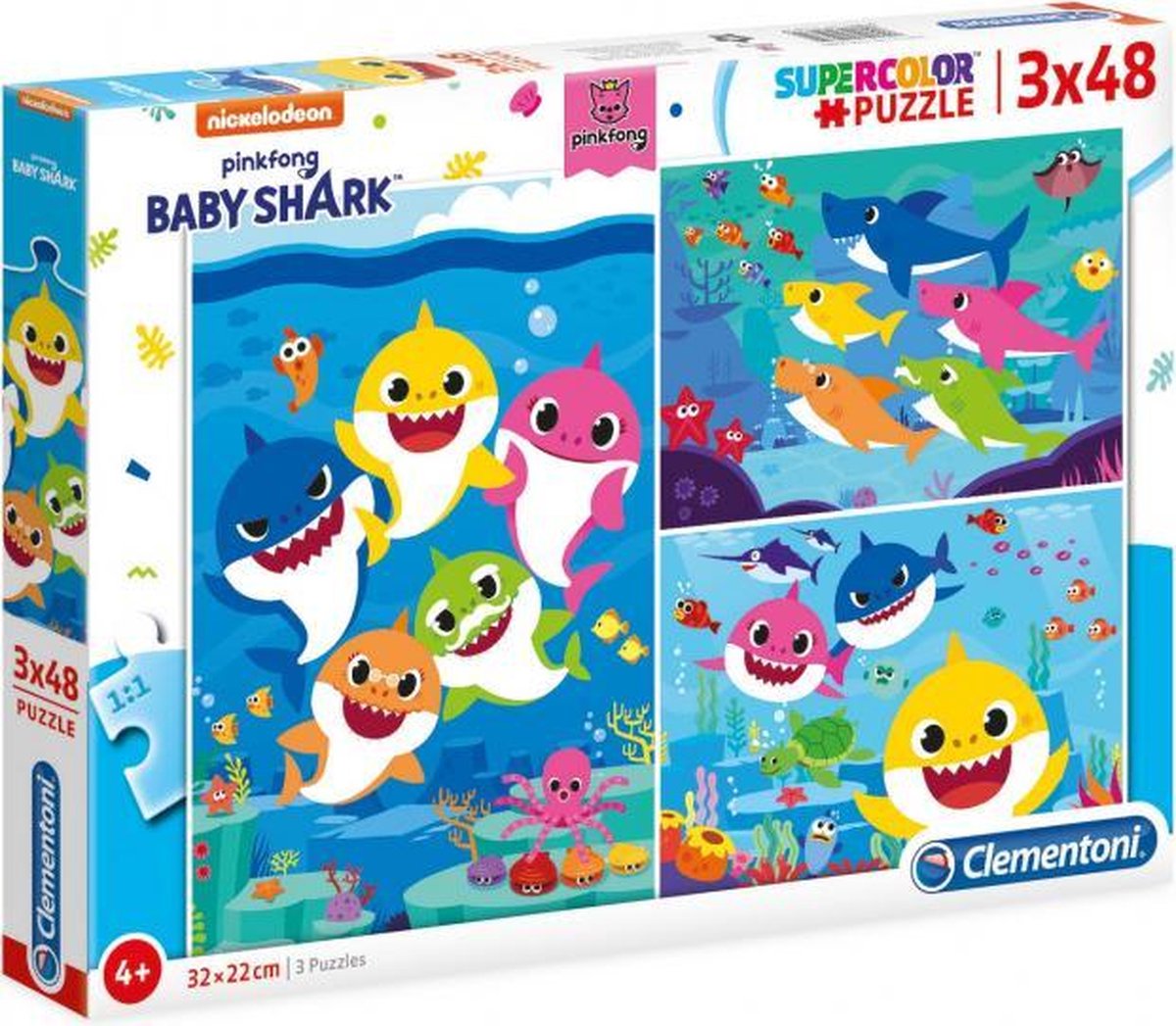legpuzzel Baby Shark 3-in-1 karton 144 stukjes
