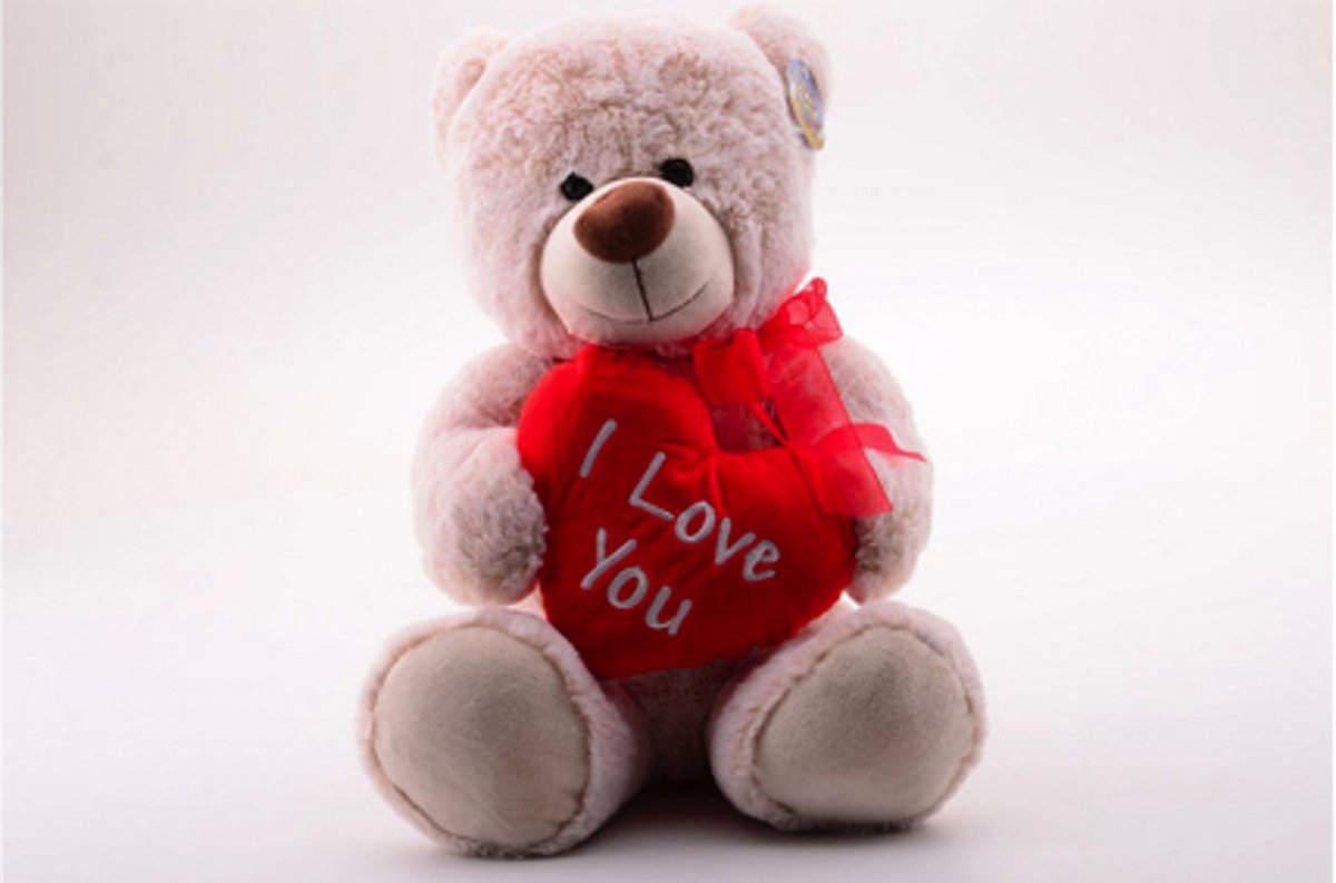 Pluche beer met hart I love You - 40 centimeter - Valentijnsdag - valentijnsbeer