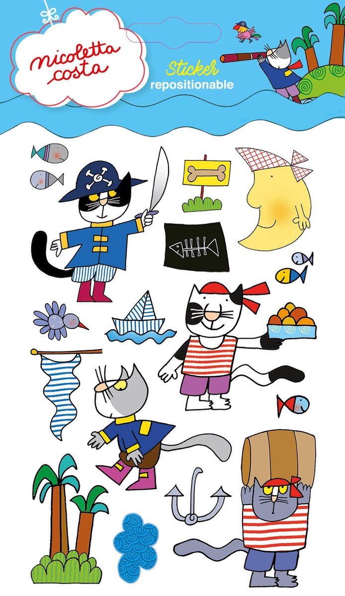 Nicoletta Costa Stickervel Pirates Junior 19 X 11 Cm Papier Blauw