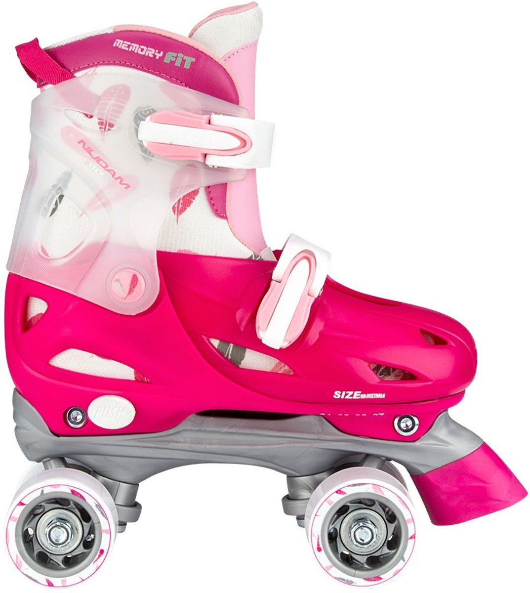 Nijdam Junior Rolschaatsen Junior Verstelbaar Hardboot - Roller Rage - Fuchsia/Roze/Zilver - 27-30