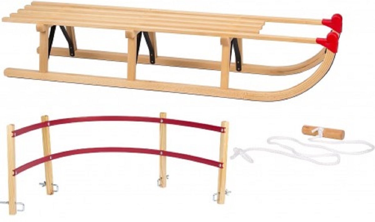Nijdam Slede Hout Davos XXL 120 cm + Rugleuning + Trekkoord