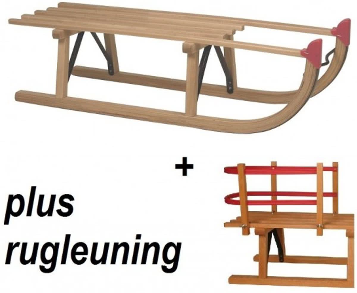 Slede Davos hout 100cm + rugleuning - Houten slee