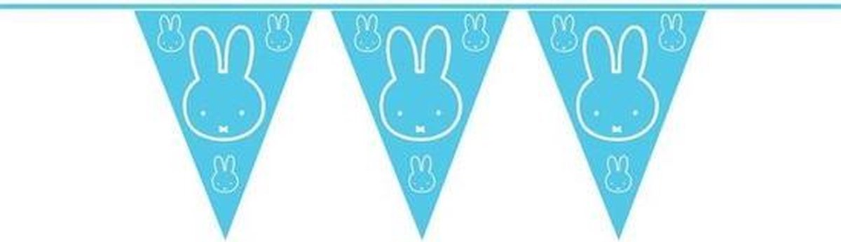 Set van 3x stuks blauwe Nijntje thema geboorte vlaggenlijn van 6 meter - jongen geboren