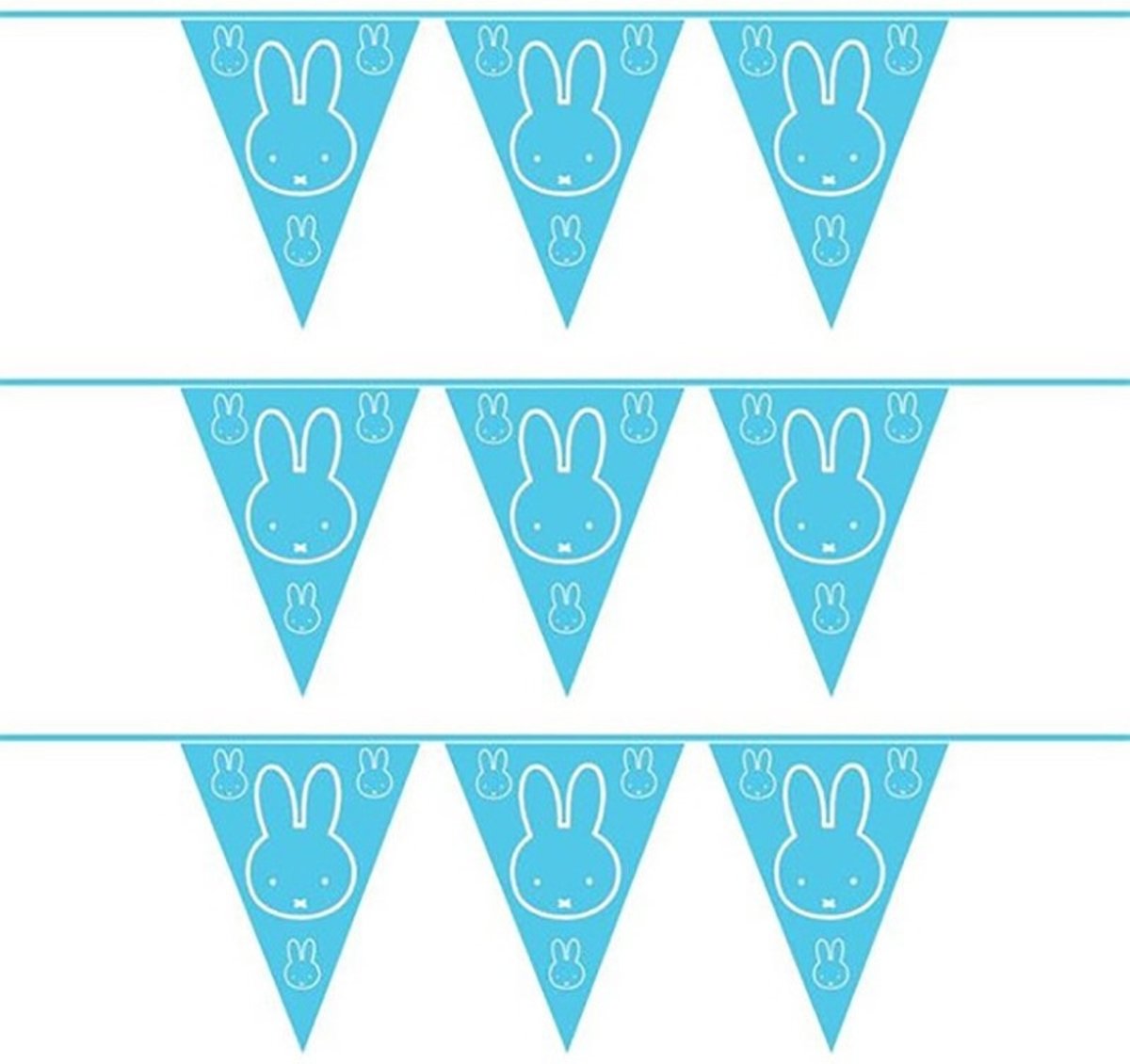 Set van 3x stuks blauwe Nijntje thema geboorte vlaggenlijnen van 6 meter - jongen geboren