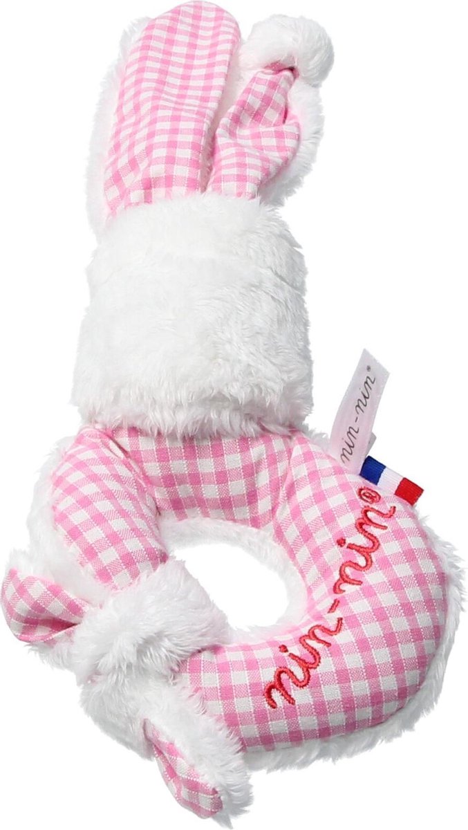 Nin Nin Knuffel Rammelaar Konijntje Roze Wit