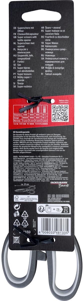 Nirosta keukenschaar en flesopener