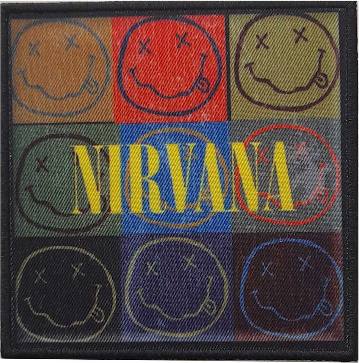 Nirvana Patch Distressed Smiley Blocks Multicolours