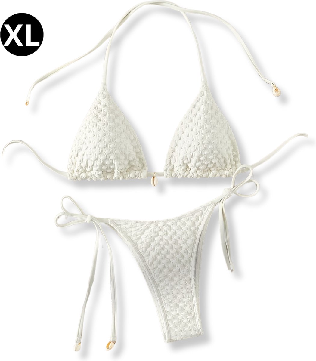 Nivard Bikini Dames - Meisjes Bikini - Badpak - Push Up - Vrouwen Badkleding - Zwemmen - Sexy Set - Top & Broekje - Wit - Maat XL