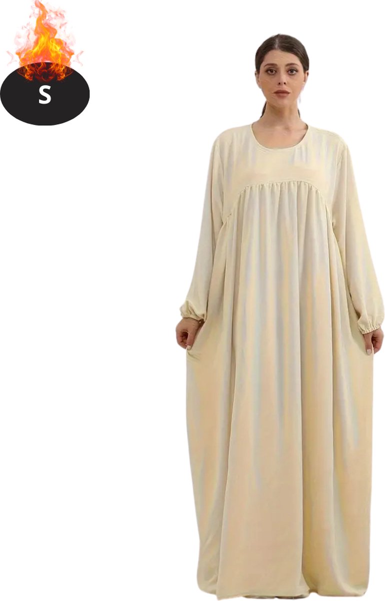 Nivard Islamitische Kleding - Djellaba Dames - Moslim Kleding - Arabisch Dames Kaftan - Alhamdulillah - Abrikoos S