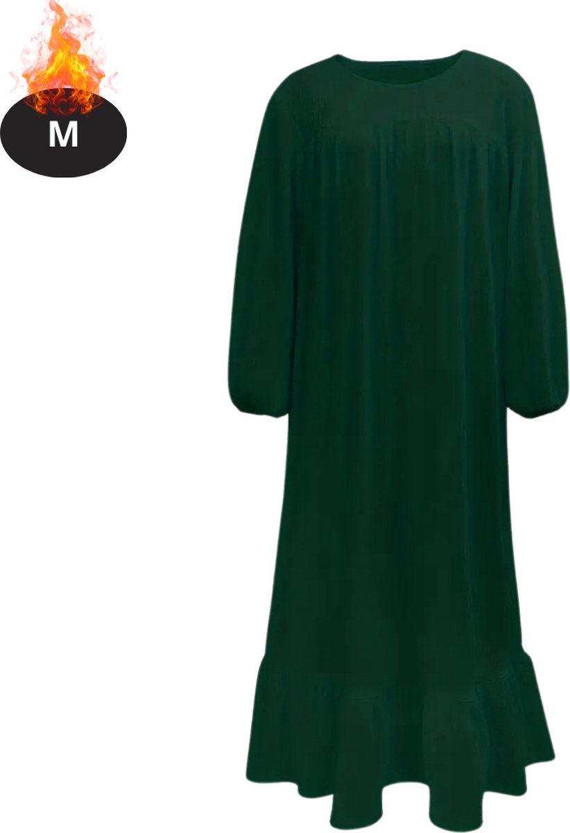 Nivard Islamitische Kleding - Djellaba Dames - Moslim Kleding - Arabisch Dames Kaftan - Alhamdulillah - Donkergroen M