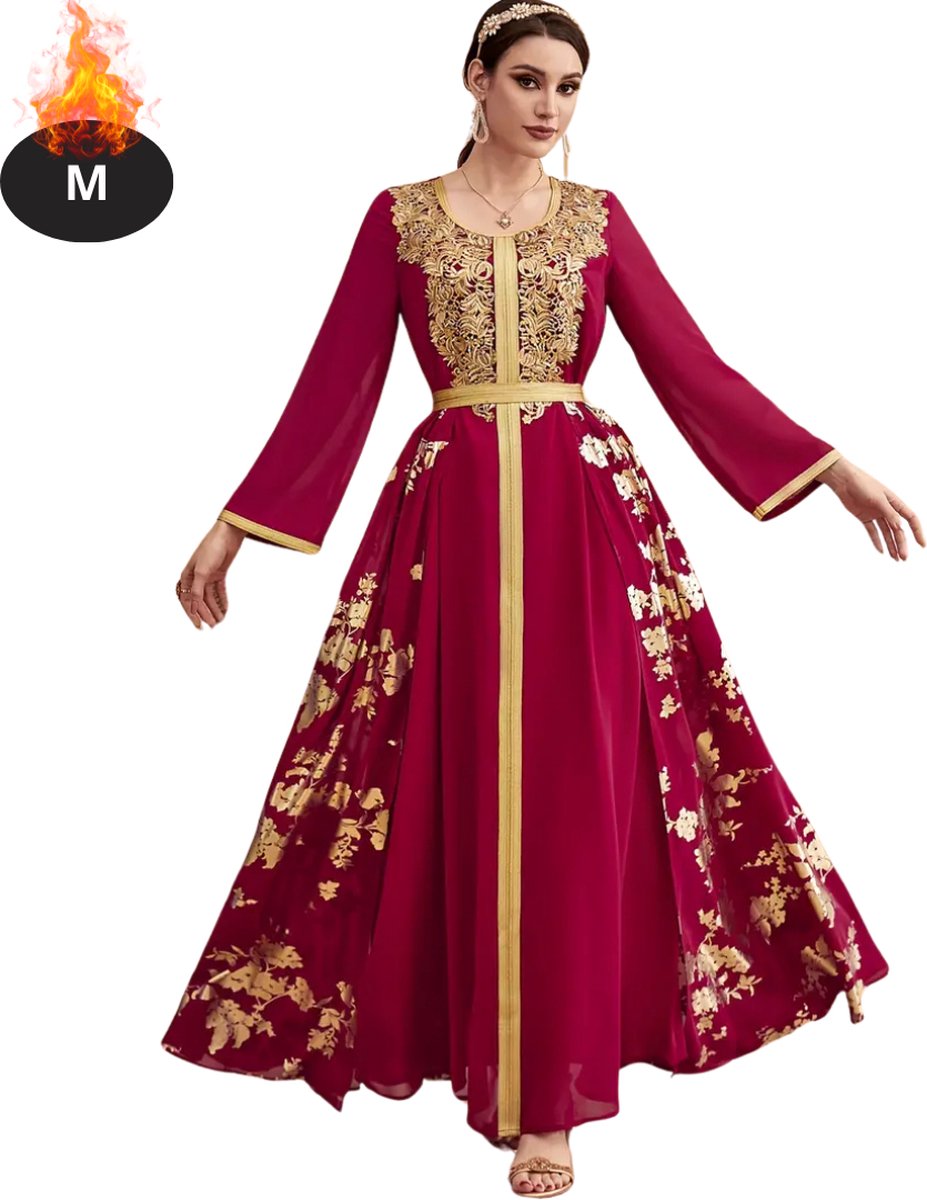 Nivard Islamitische Kleding - Djellaba Dames - Moslim Kleding - Arabisch Dames Kaftan - Alhamdulillah - M - Rood