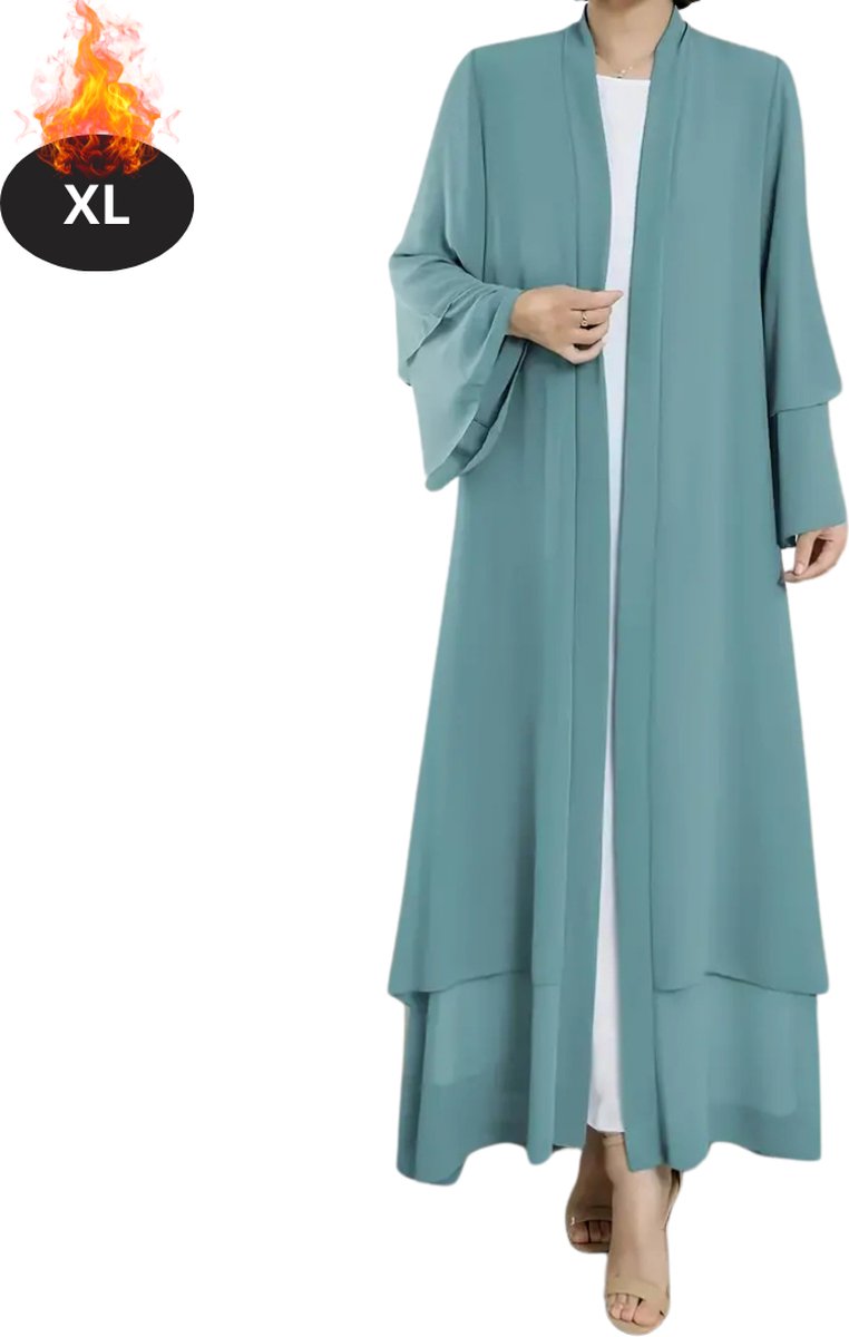 Nivard Islamitische Kleding - Djellaba Dames - Moslim Kleding - Arabisch Dames Kaftan - Alhamdulillah - Zee blauw XL