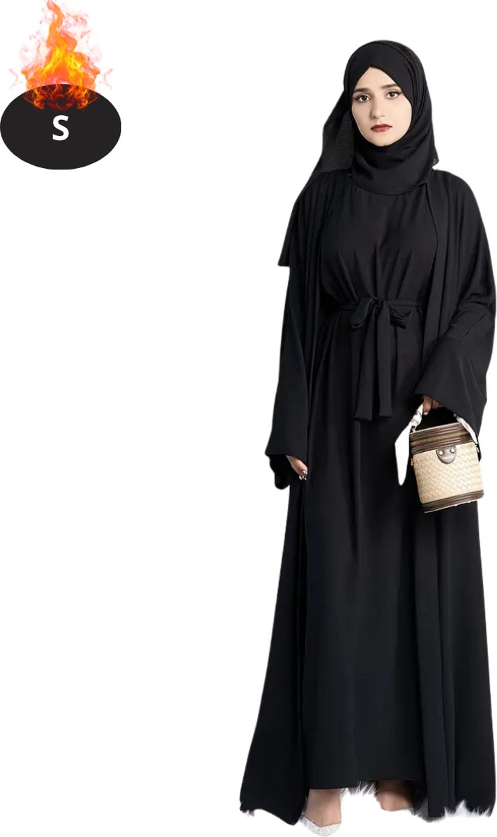 Nivard Islamitische Kleding - Djellaba Dames - Moslim Kleding - Arabisch Dames Kaftan - Alhamdulillah - Zwart S