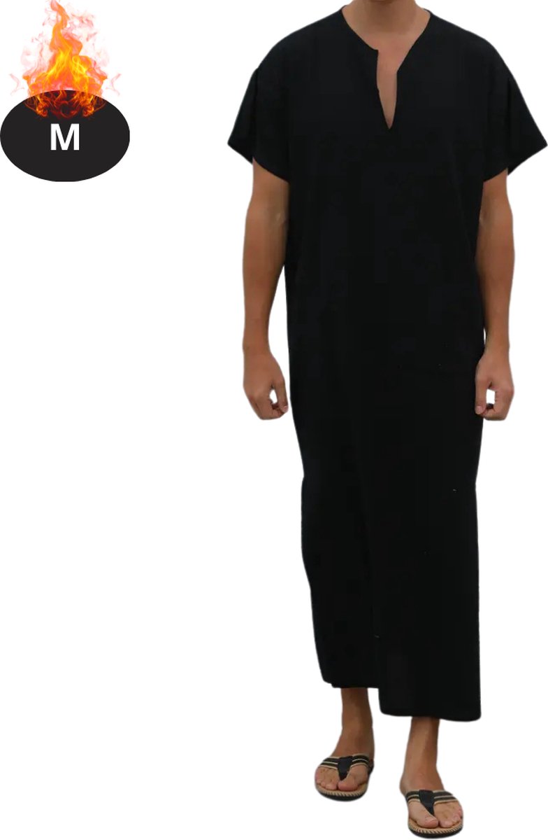 Nivard Islamitische Kleding - Djellaba Heren - Moslim Kleding - Arabisch Mannen Kaftan - Alhamdulillah - Zwart M