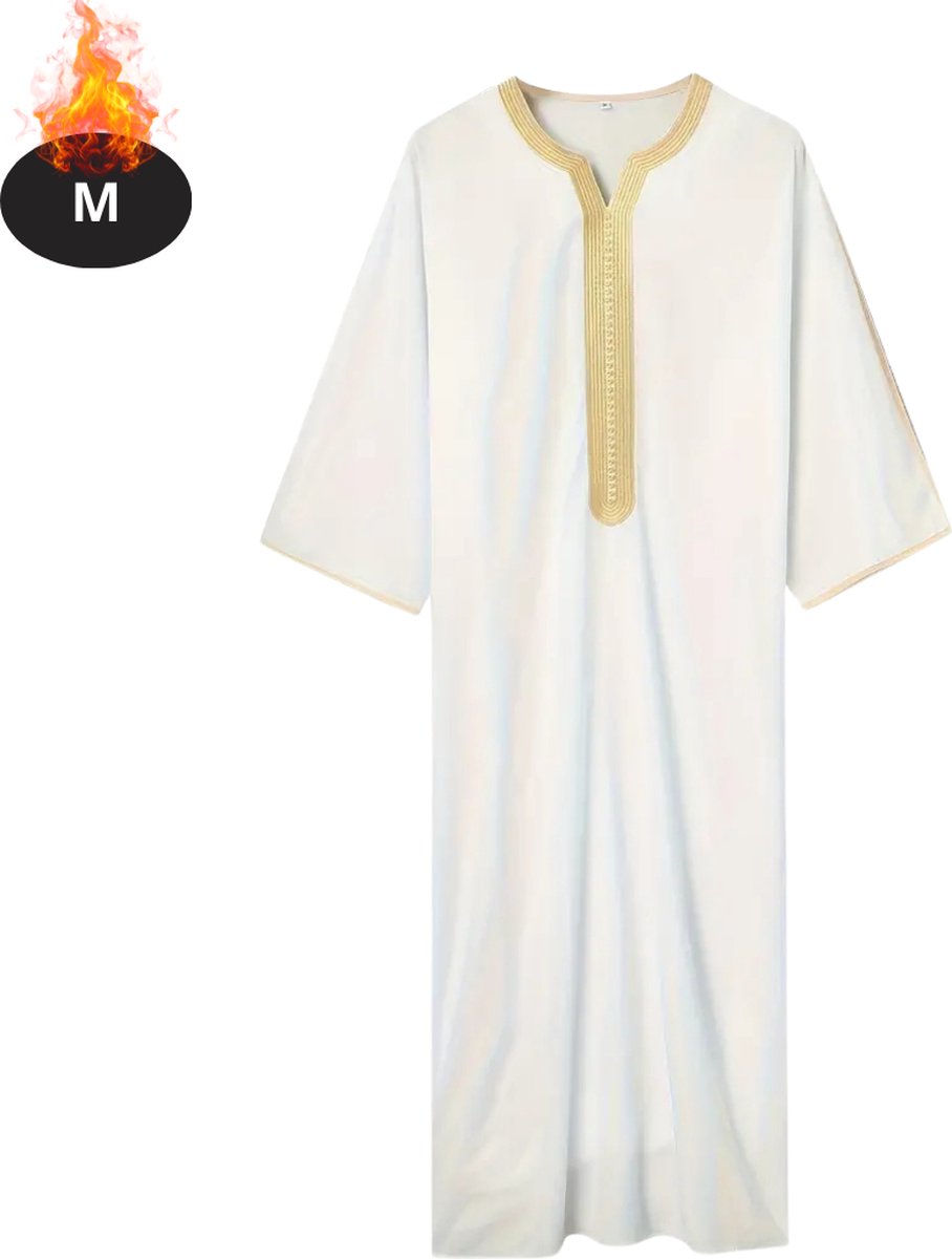 Nivard Islamitische Kleding - Djellaba Heren - Moslim Kleding - Arabisch Mannen Kaftan - Alhamdulillah -Wit M