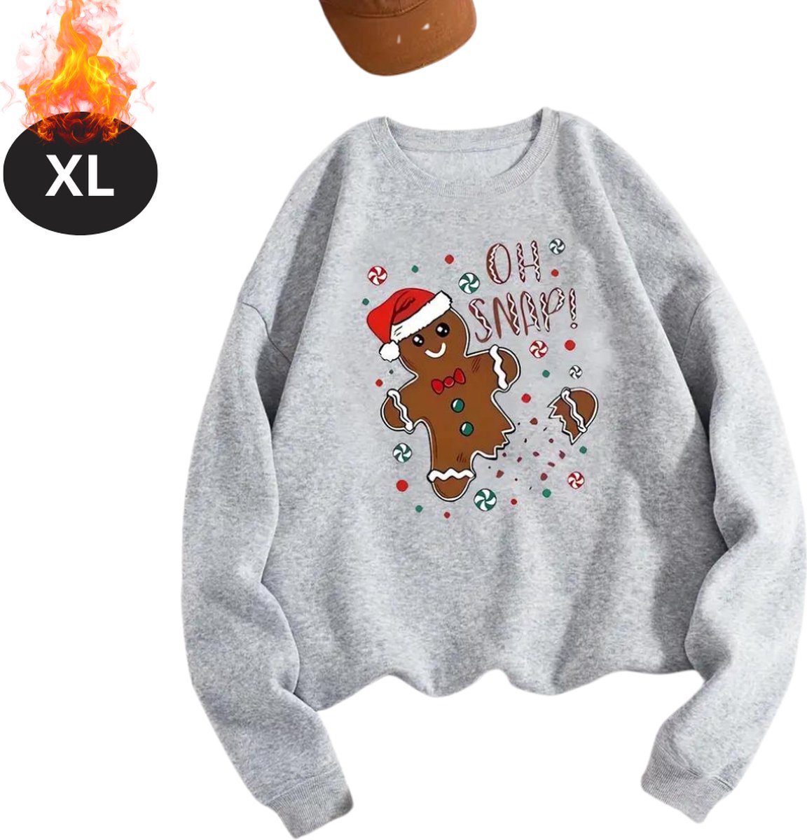 Nivard Kersttrui - Dames - Foute Kersttrui - Christmas Sweater - Cartoonprint - Kerst Sweater - Christmas Jumper - Pyjama - Grijs - XL