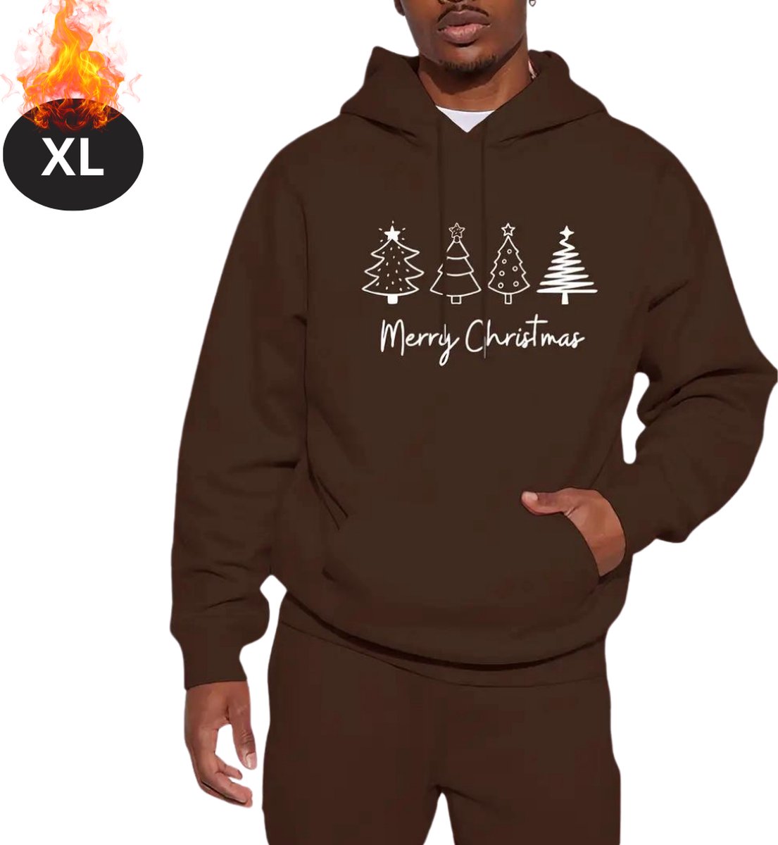 Nivard Kersttrui - Heren - Foute Kersttrui - Christmas Sweater - Kerst Sweater - Kerstboom - Christmas Jumper - Hoodie - Koffie - XL