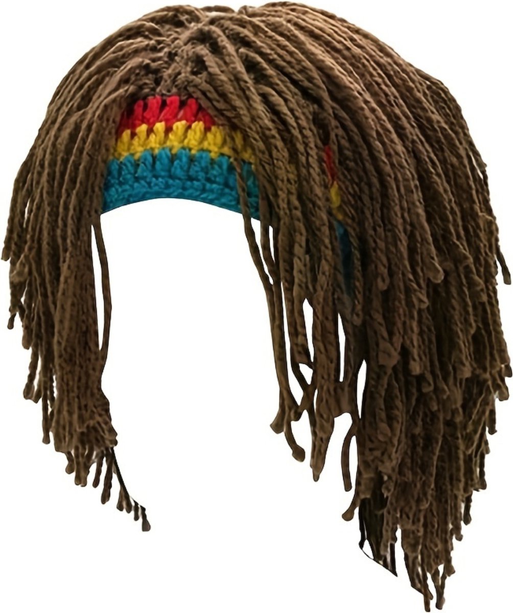 Nivard Pruik Man - Pruiken Heren - Mannen - Haarstuk - Carnaval - Wig - Bruin