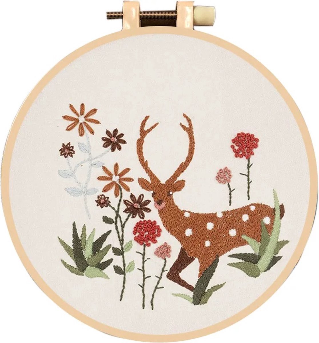 Nixnix® - Cirkelvormige Borduurset - Rendier - Borduren - Handwerken