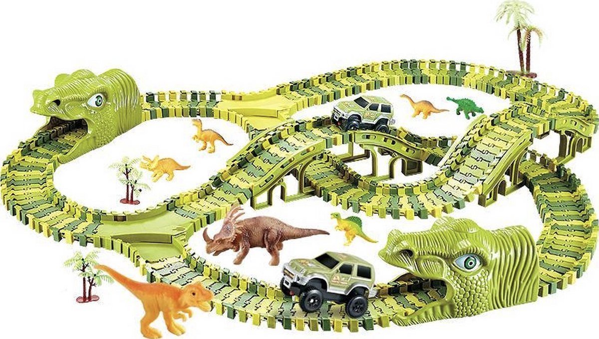 Nixnix® - Dino Racebaan - XL - 320 delig - Dinosaurussen en Auto’s