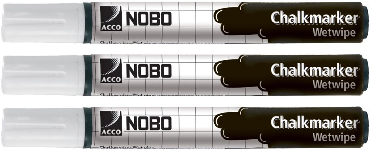 NOBO KRIJTBORDMARKER WIT 3X