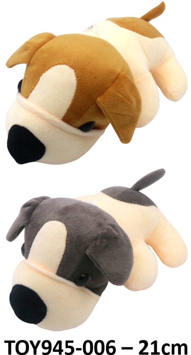 Knuffel Hond - 21cm - Mixed Colors - Zacht Pluche Speelgoed - 1 Stuk